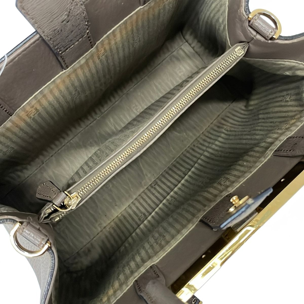 Fendi Tote Petit Toujours Dark Brown Gold Leather — view 7