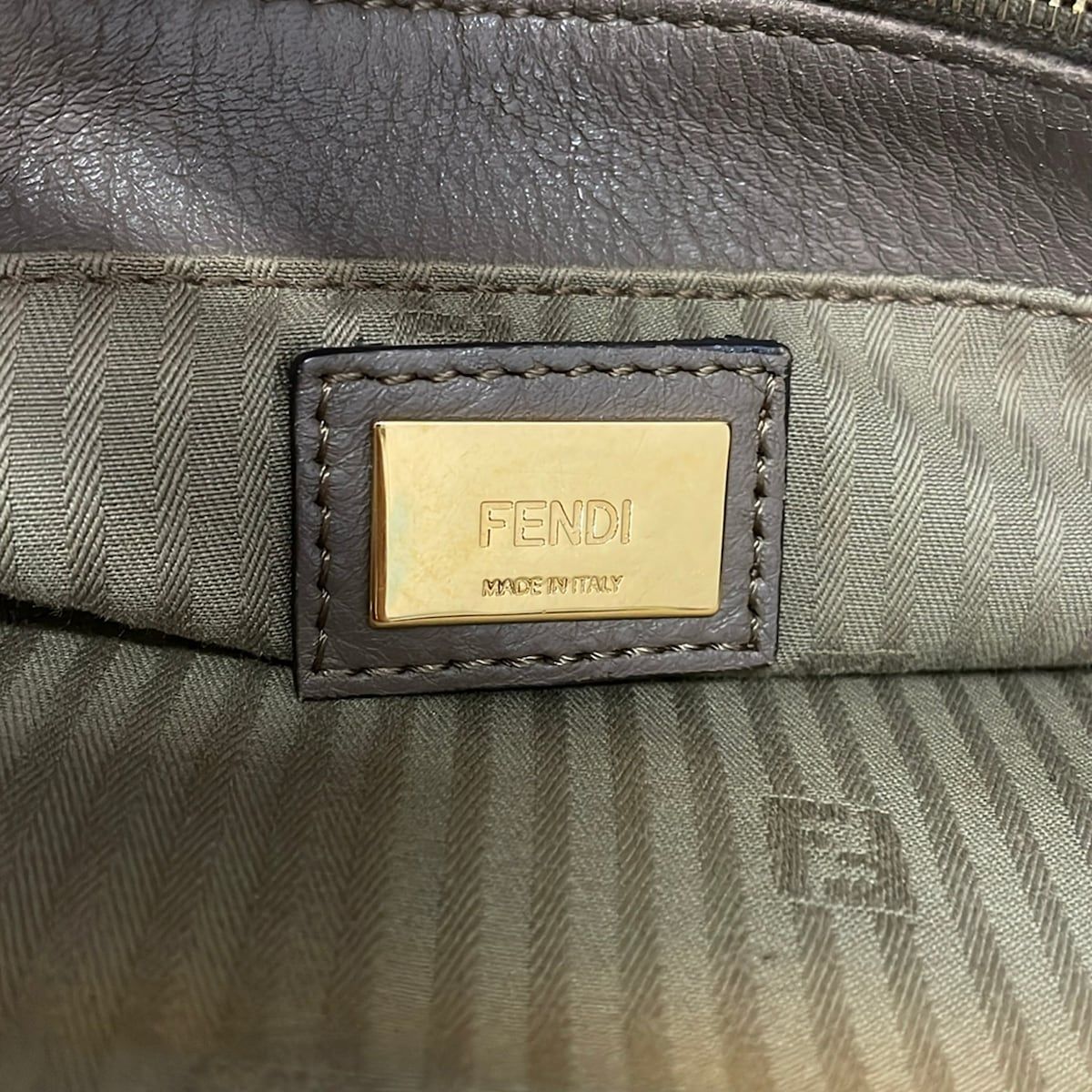 Fendi Tote Petit Toujours Dark Brown Gold Leather — view 9