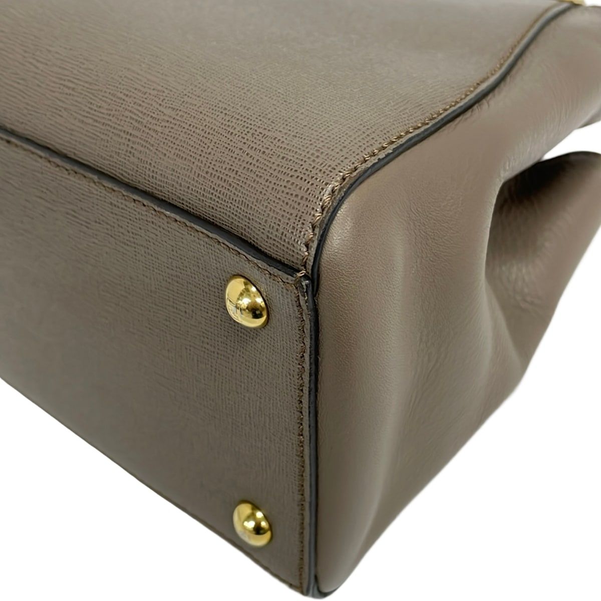 Fendi Tote Petit Toujours Dark Brown Gold Leather — view 6