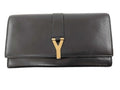Saint Laurent Wallet Line Brown Leather Bifold Gold