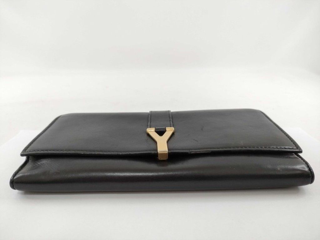 Saint Laurent Wallet Line Brown Leather Bifold Gold — view 3
