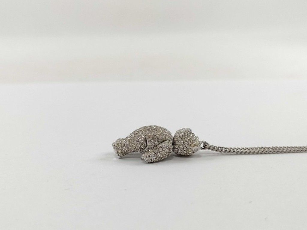 Dior Necklace Bear Motif Silver Metal Rhinestone — view 4