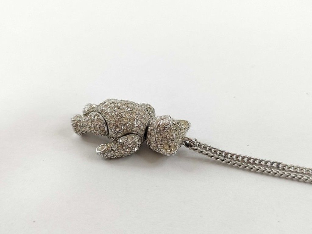 Dior Necklace Bear Motif Silver Metal Rhinestone — view 5