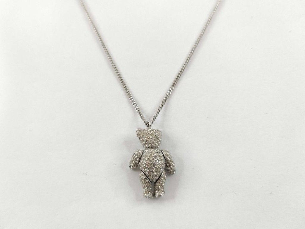 Dior Necklace Bear Motif Silver Metal Rhinestone — view 2