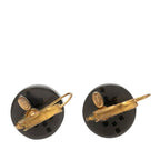 Chanel CC Logo Round Earrings 01 Gold Black Plated Plastic — view 2