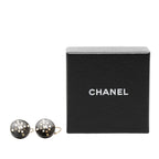 Chanel CC Logo Round Earrings 01 Gold Black Plated Plastic — view 4