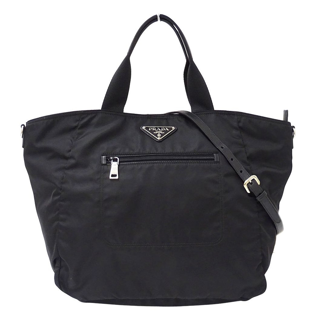 Prada Tote Shoulder Bag 2-Way Nylon Black Logo