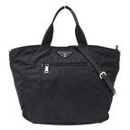 Prada Tote Shoulder Bag 2-Way Nylon Black Logo
