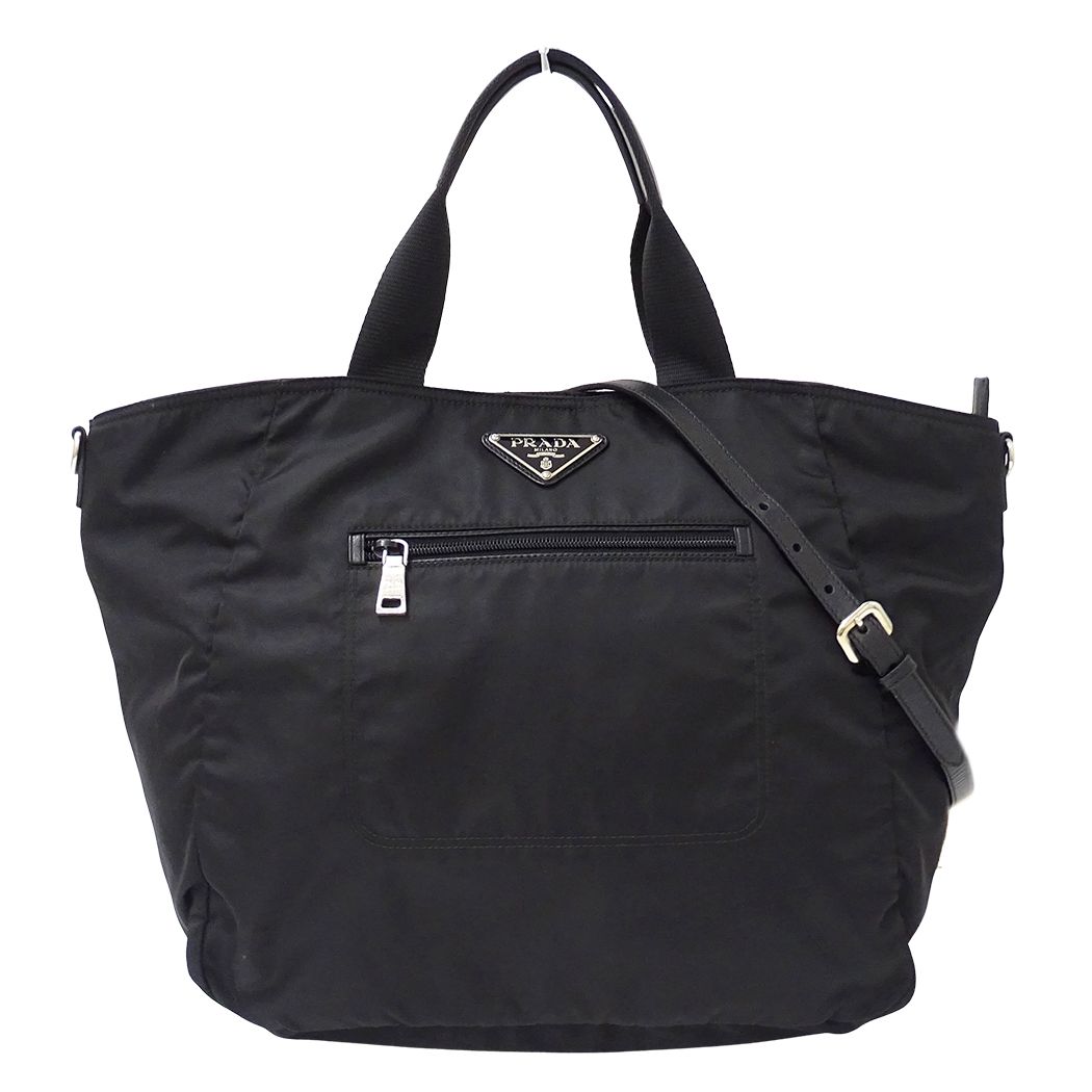 Prada Tote Shoulder Bag 2-Way Nylon Black Logo