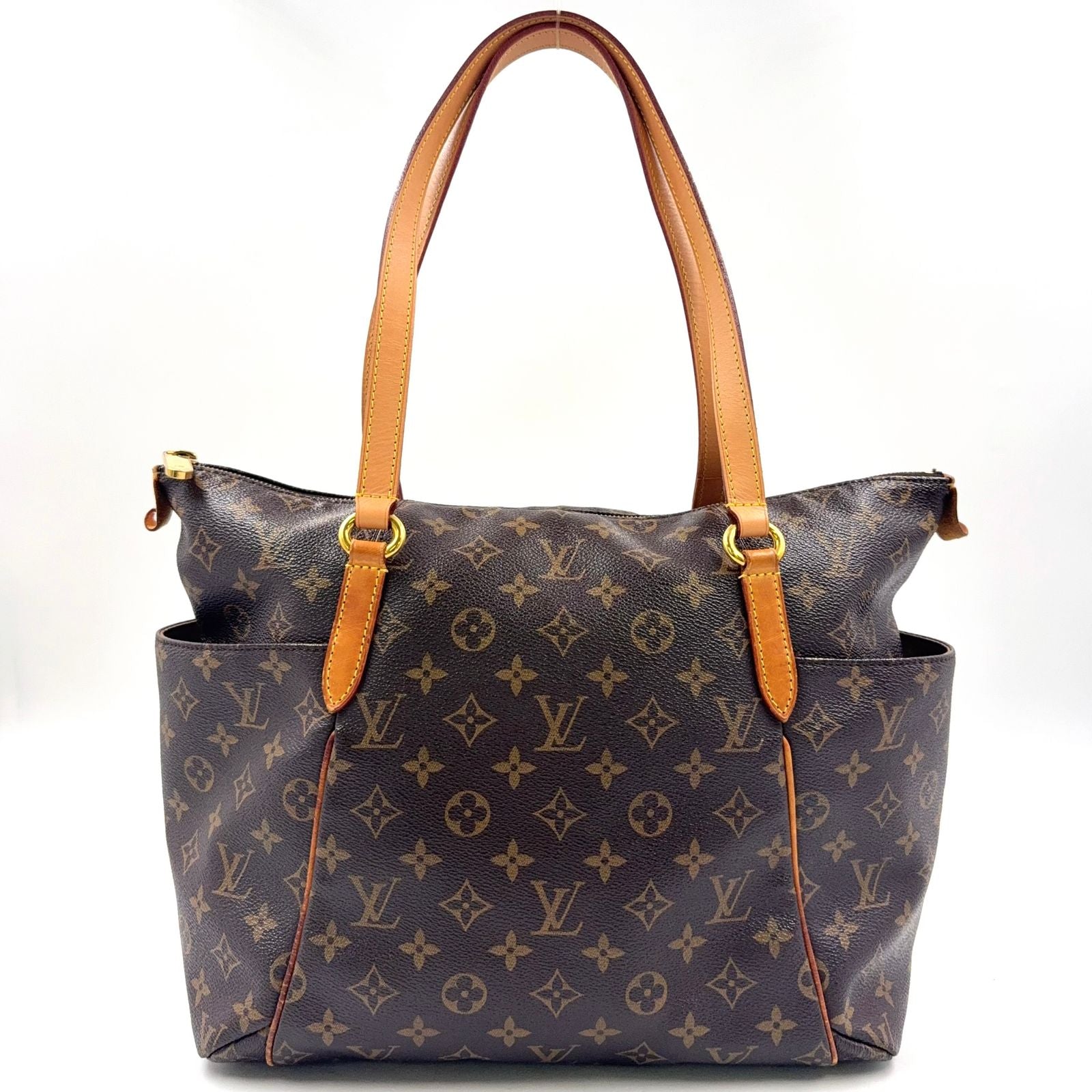 Louis Vuitton Totally MM Monogram Leather Brown Lightbrown Tote Gold