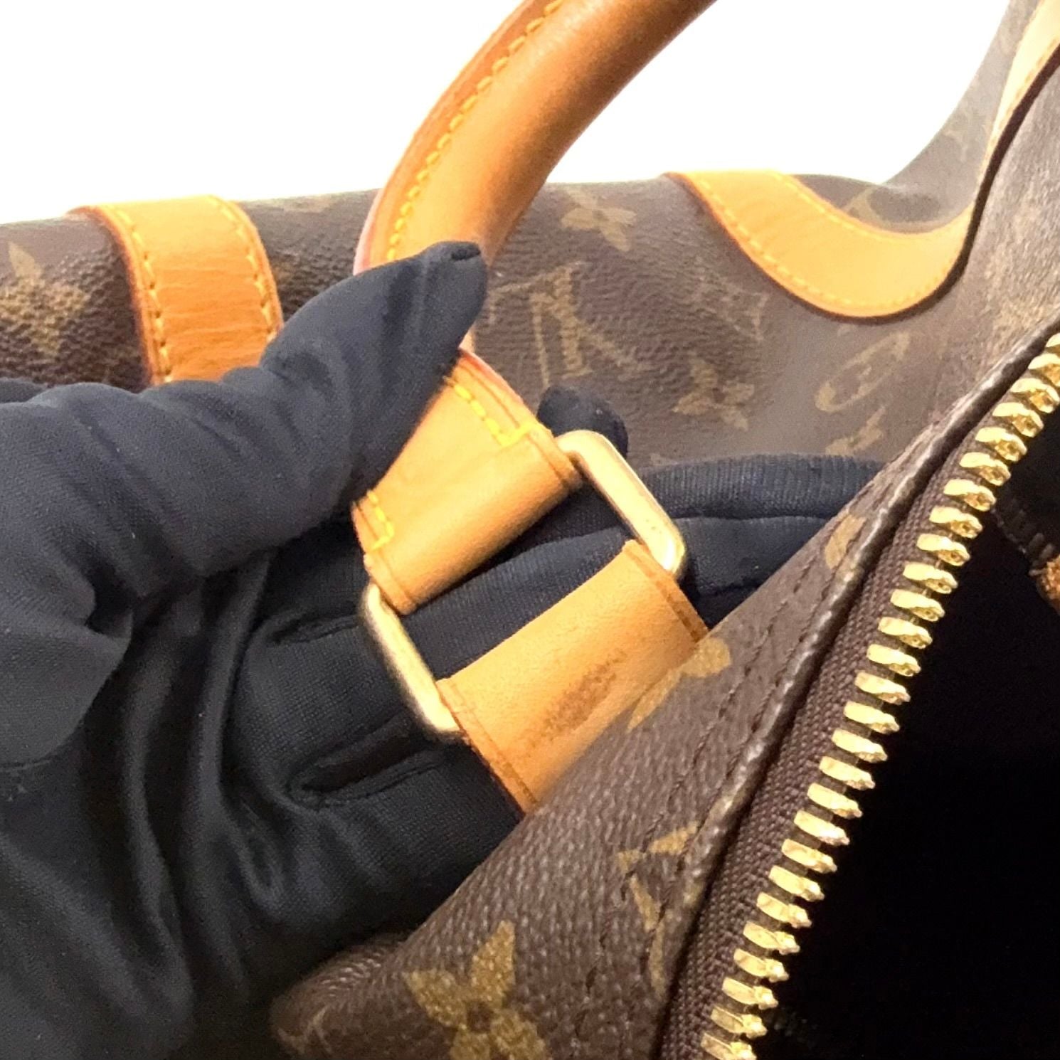 Louis Vuitton Keepall 55 Monogram Leather Brown Light Boston Bag Gold — view 9