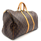 Louis Vuitton Keepall 55 Monogram Leather Brown Light Boston Bag Gold — view 2