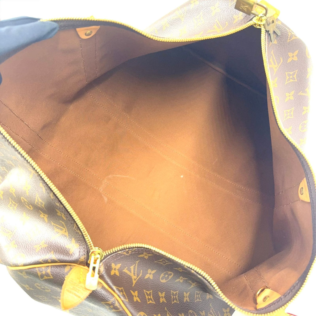 Louis Vuitton Keepall 55 Monogram Leather Brown Light Boston Bag Gold — view 3