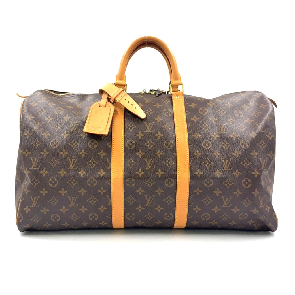Louis Vuitton Keepall 55 Monogram Leather Brown Light Boston Bag Gold
