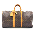 Louis Vuitton Keepall 55 Monogram Leather Brown Light Boston Bag Gold