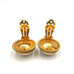 Chanel Round Pearl Gold White Earrings — view 5