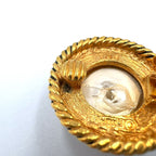 Chanel Round Pearl Gold White Earrings — view 8