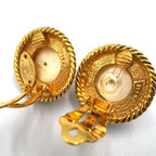 Chanel Round Pearl Gold White Earrings — view 7