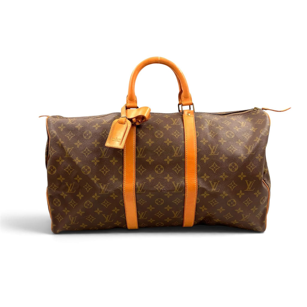 Louis Vuitton Keepall 50 Monogram Leather Brown Lightbrown Boston Bag Gold