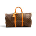 Louis Vuitton Keepall 50 Monogram Leather Brown Lightbrown Boston Bag Gold