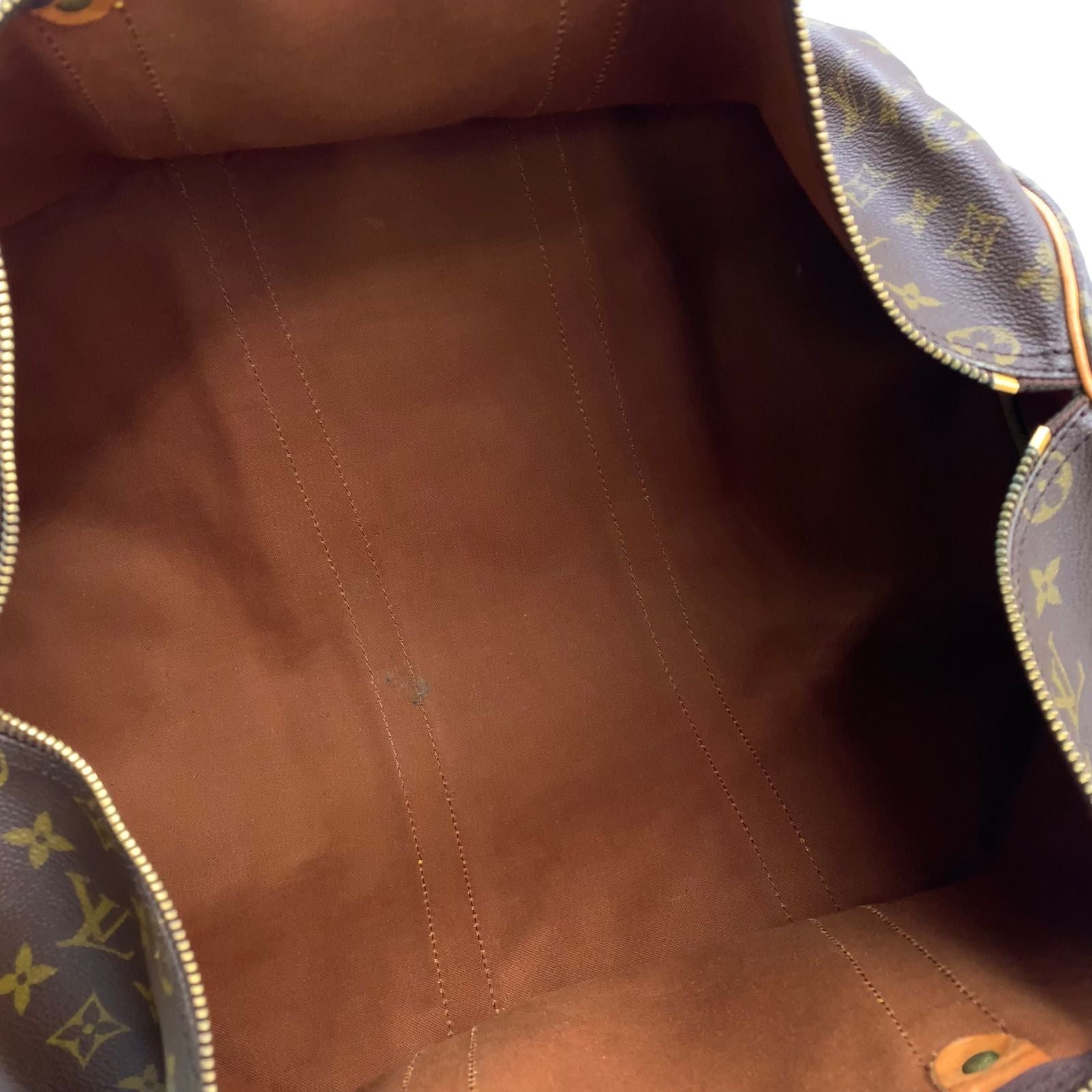 Louis Vuitton Keepall 50 Monogram Leather Brown Lightbrown Boston Bag Gold — view 3