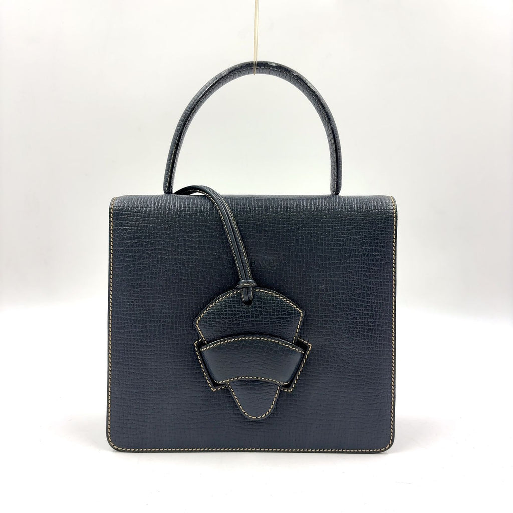 Loewe Barcelona Calfskin Darknavy Handbag Gold
