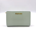 Gucci Leather Lightgreen Bi Foldwallet Gold Wallet