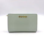 Gucci Leather Lightgreen Bi Foldwallet Gold Wallet