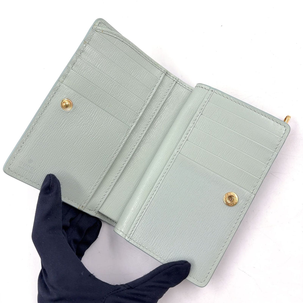 Gucci Leather Lightgreen Bi Foldwallet Gold Wallet — view 3