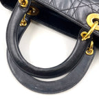 Dior Lady Lambskin Black Handbag Gold — view 9