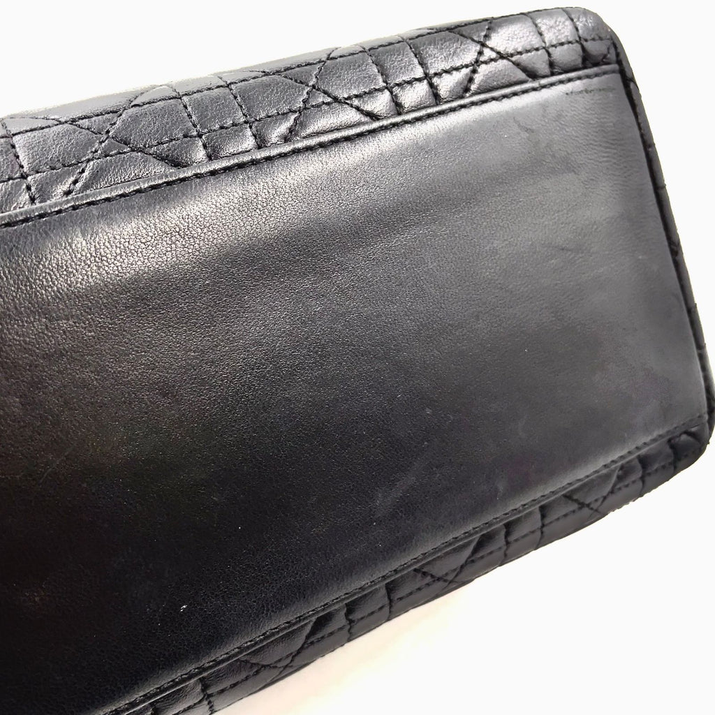 Dior Lady Lambskin Black Handbag Gold — view 6