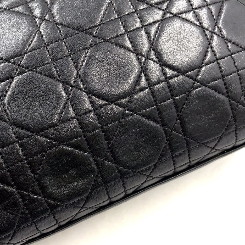 Dior Lady Lambskin Black Handbag Gold — view 8