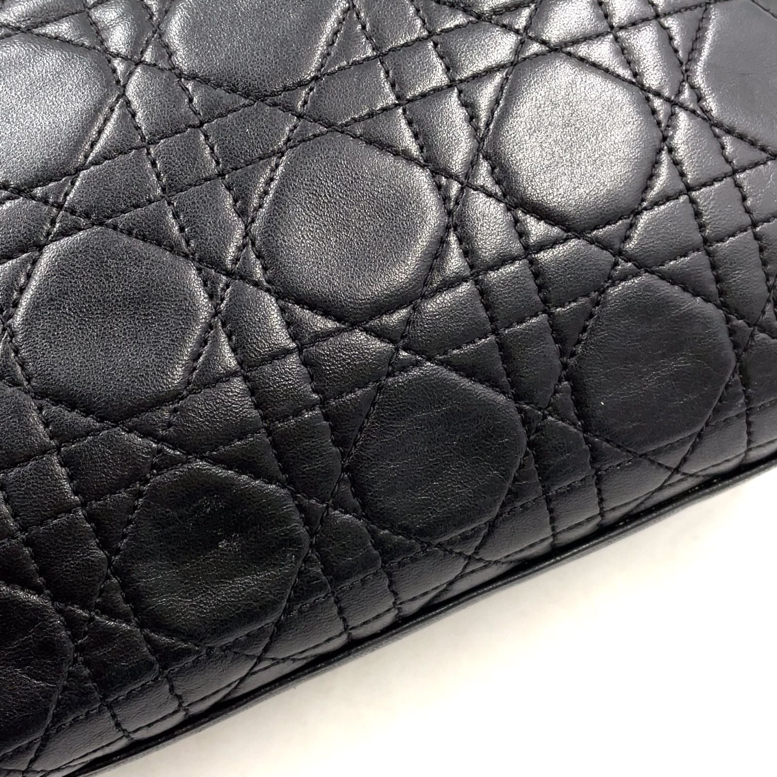 Dior Lady Lambskin Black Handbag Gold — view 8