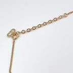 Dior CD Logo Rhinestone Color Gold White Necklace — view 7