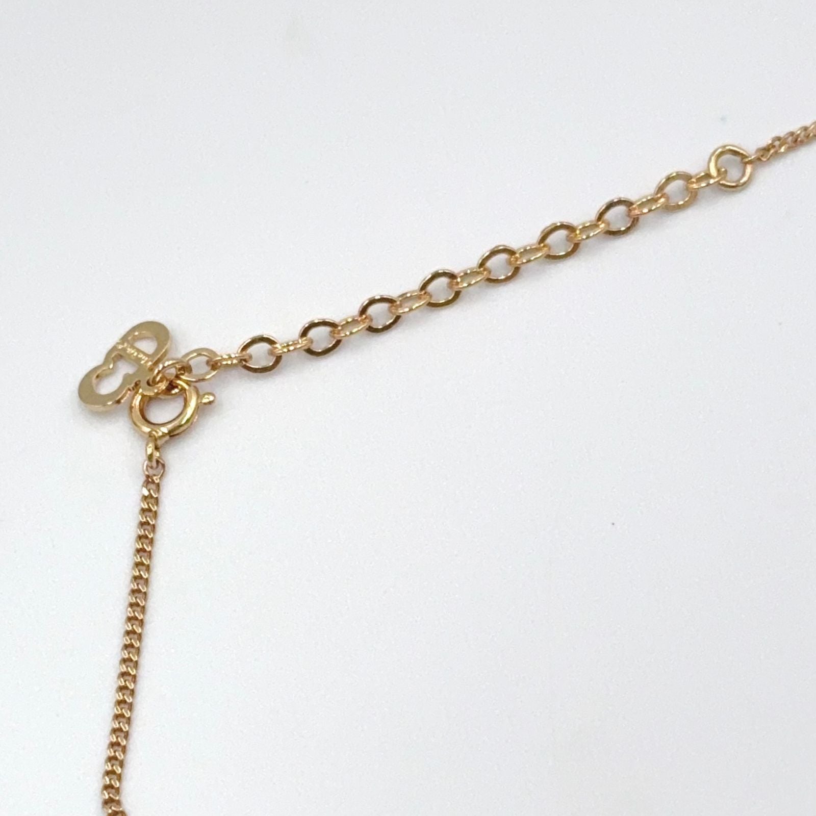 Dior CD Logo Rhinestone Color Gold White Necklace — view 7