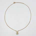 Dior CD Logo Rhinestone Color Gold White Necklace — view 3