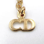 Dior CD Logo Rhinestone Color Gold White Necklace — view 4
