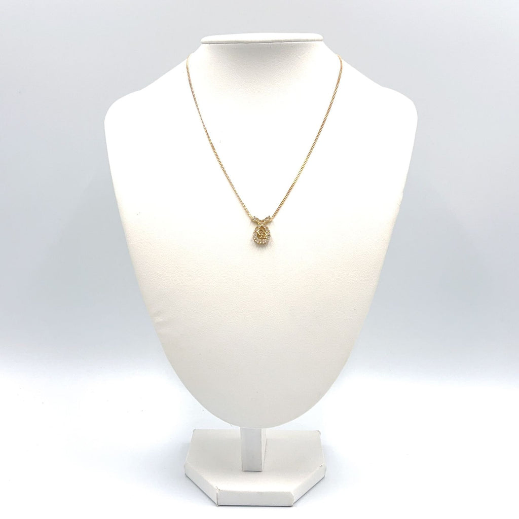 Dior CD Logo Rhinestone Color Gold White Necklace — view 9