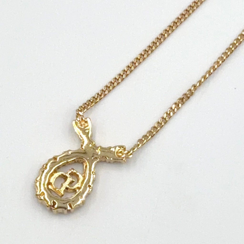 Dior CD Logo Rhinestone Color Gold White Necklace — view 2
