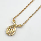 Dior CD Logo Rhinestone Color Gold White Necklace — view 2