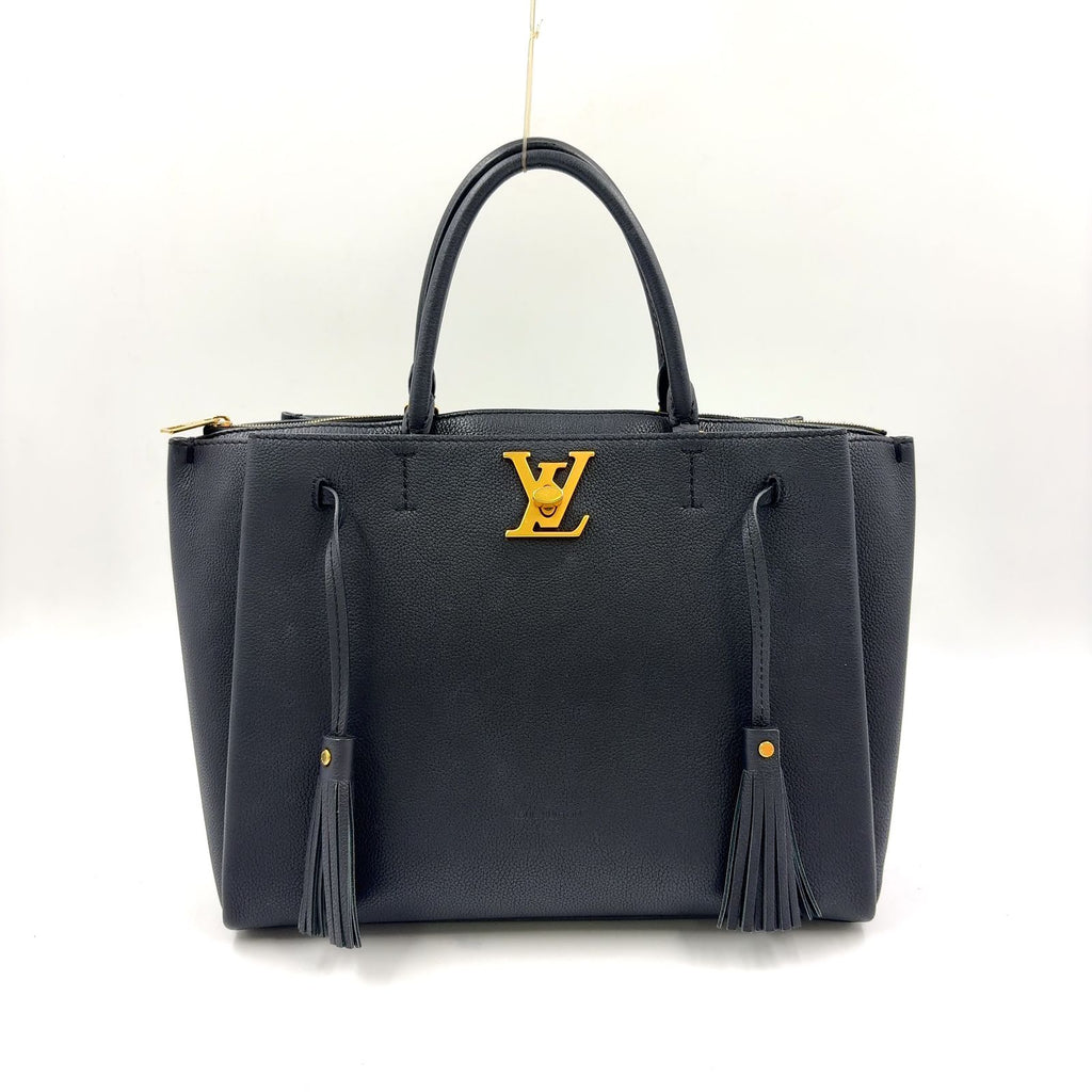 Louis Vuitton Lockme Calf Black Handbag Gold
