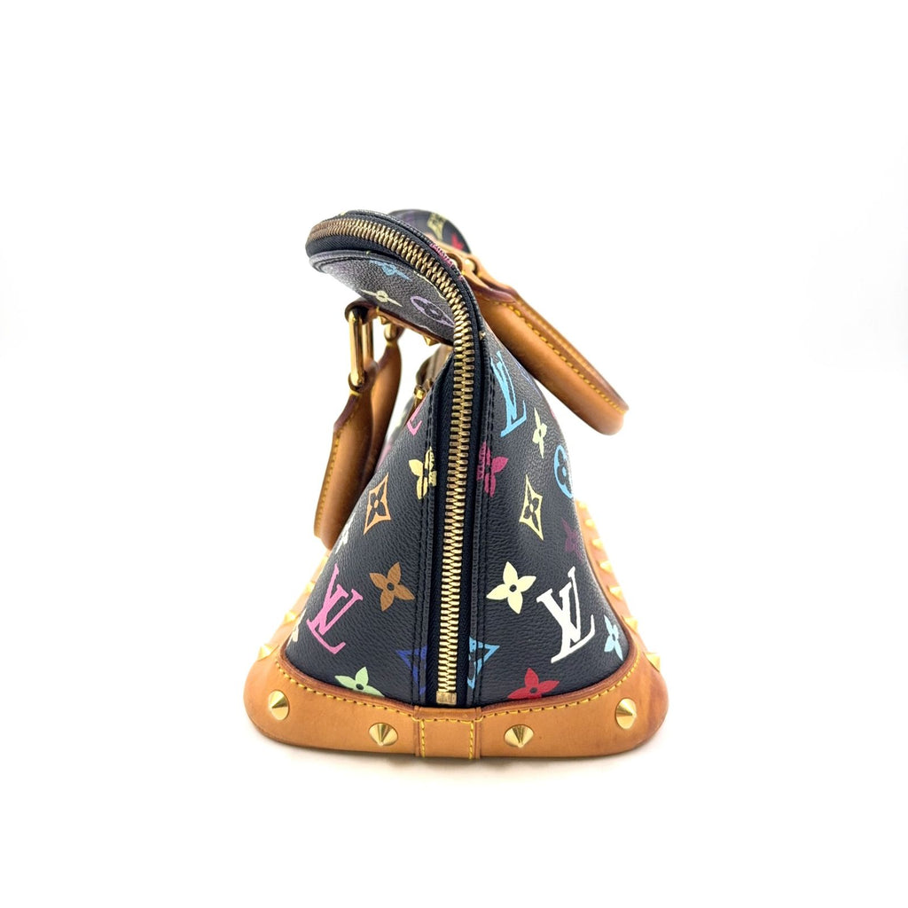Louis Vuitton Alma PM Monogram Multicolor Noir Leather Black Light Brown — view 5