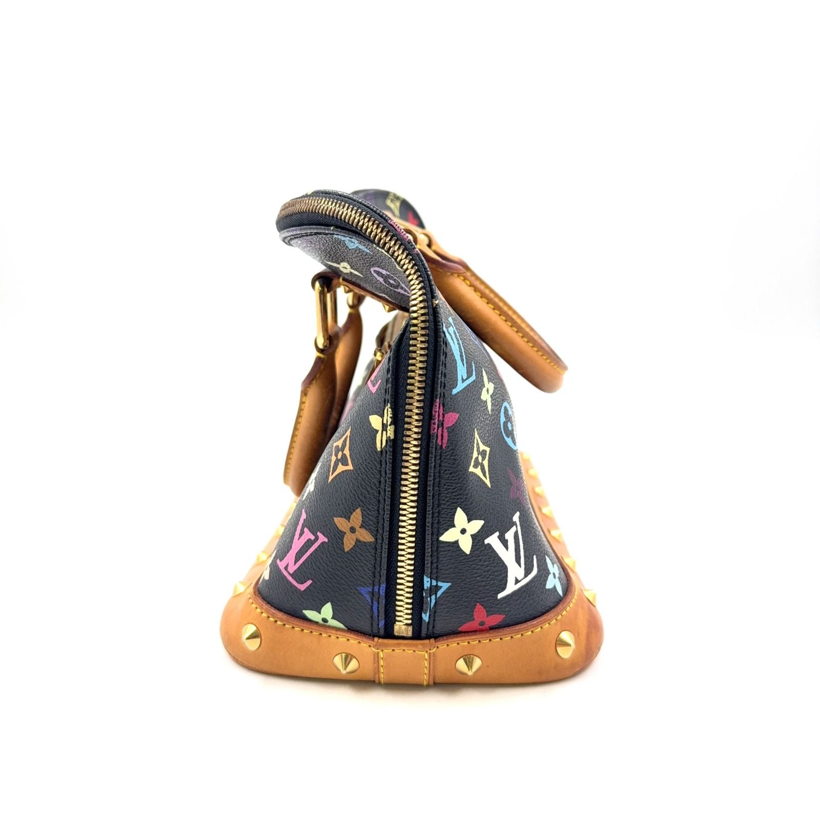 Louis Vuitton Alma PM Monogram Multicolor Noir Leather Black Light Brown — view 5