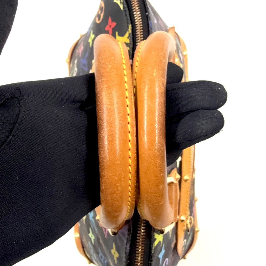 Louis Vuitton Alma PM Monogram Multicolor Noir Leather Black Light Brown — view 7