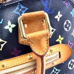 Louis Vuitton Alma PM Monogram Multicolor Noir Leather Black Light Brown — view 6