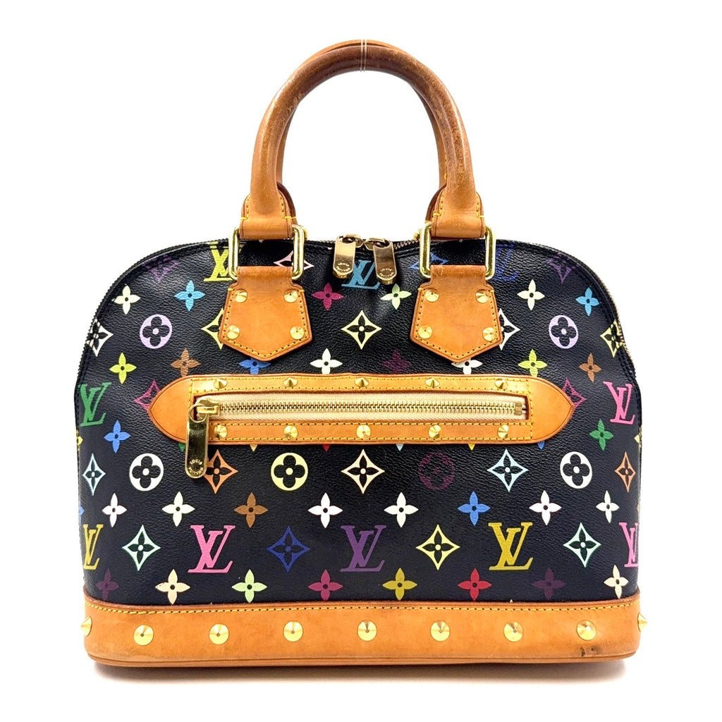 Louis Vuitton Alma PM Monogram Multicolor Noir Leather Black Light Brown