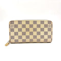 Louis Vuitton Zippy Wallet Damier Azur Leather White Round Gold