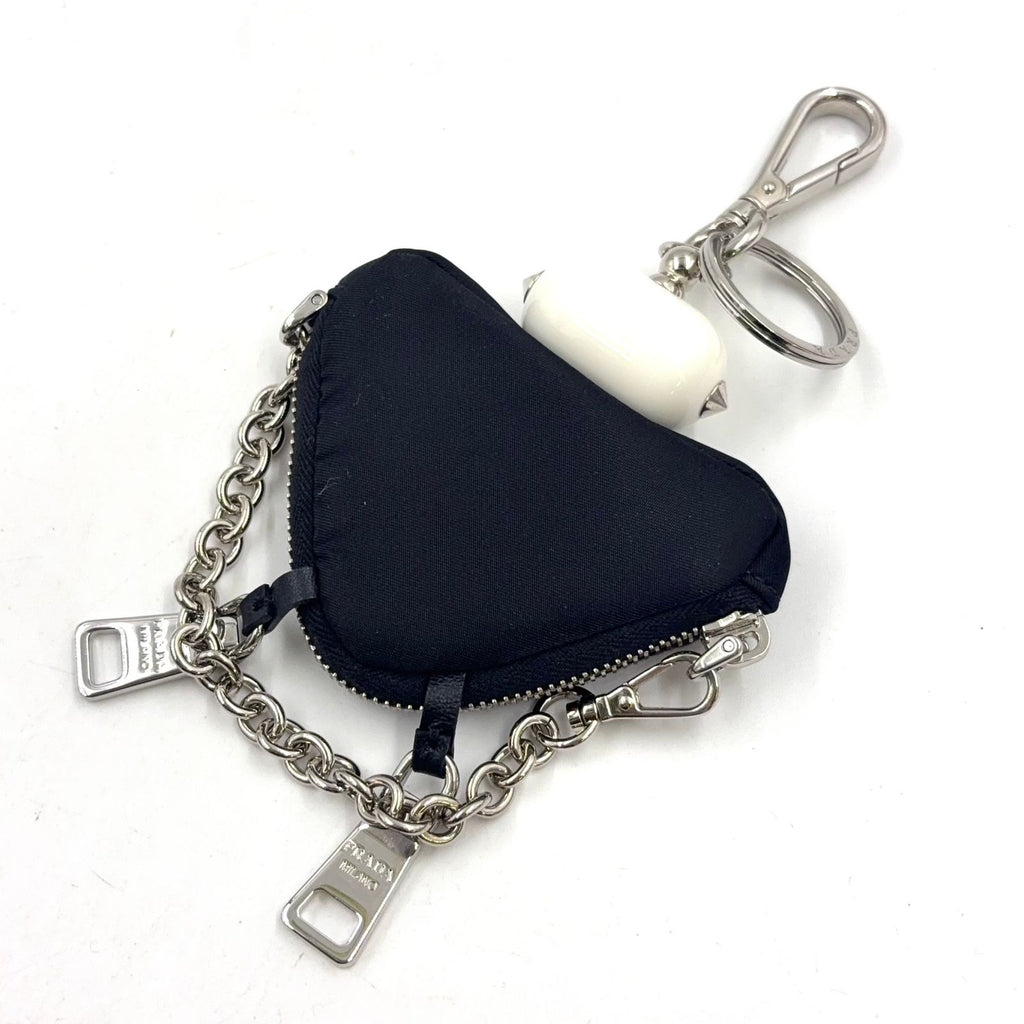 Prada Re-Nylon Charm Nylon Plastic Metal Silver Black White Coin Case — view 2
