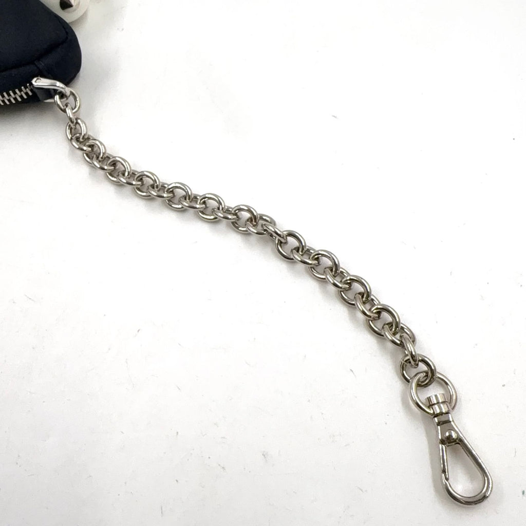 Prada Re-Nylon Charm Nylon Plastic Metal Silver Black White Coin Case — view 8