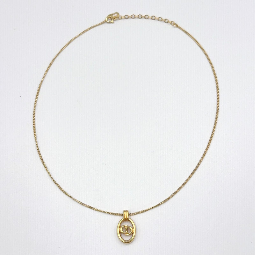 Dior CD Logo Oval Gold Plated Necklace — view 3